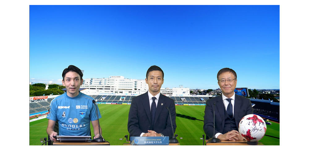 From left: Macnica Nakade, Yokohama Fulie Sports Club Co., Ltd. Mr. Ueo, Macnica Sato