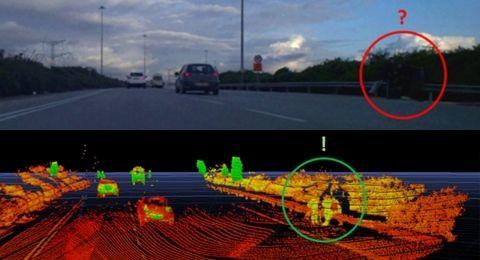 Comparison of nighttime camera images and lidar data