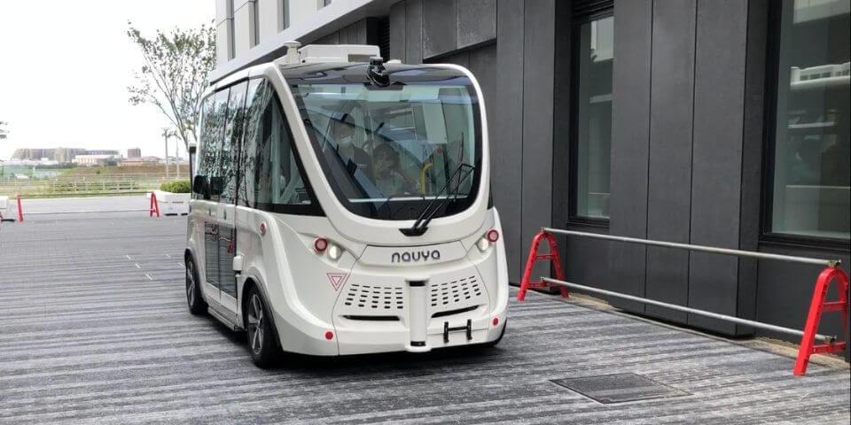 NAVYA autonomous driving shuttle bus test ride event at HICity