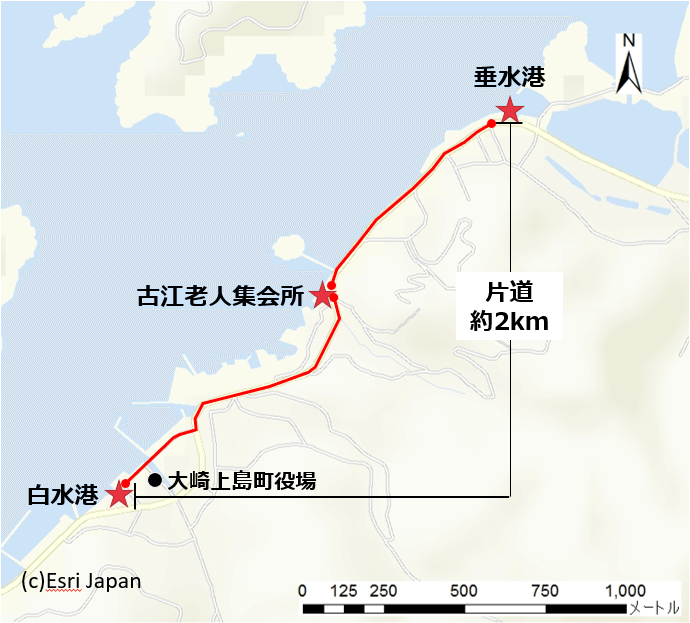 Driving route in Osakikamijima Town
