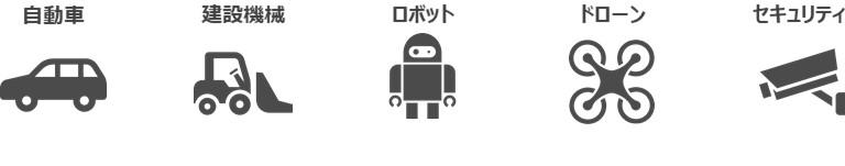 Car, construction machine, robot, drone and security camera icons
