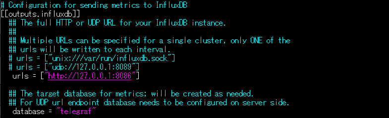 出力先のinfluxDB