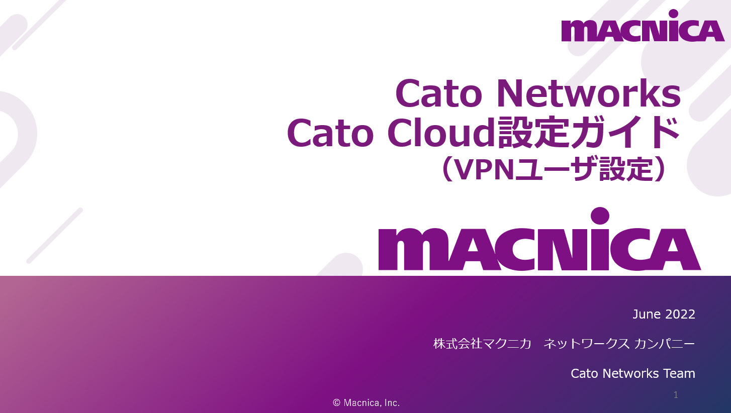 Cato SASE Cloud Setting Guide VPN User Setting