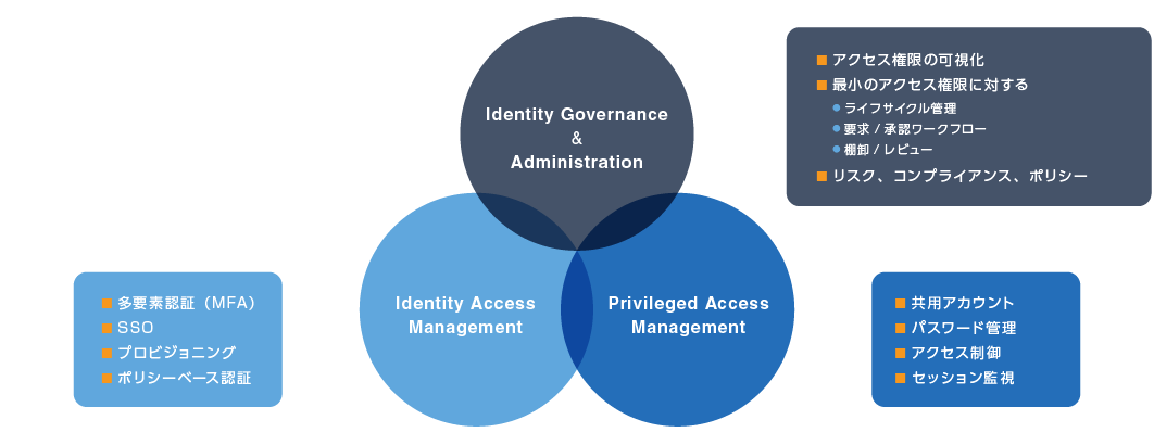 Identity solutions are broadly classified into three solution areas, and Saviynt is a solution that supports the IGA area.
