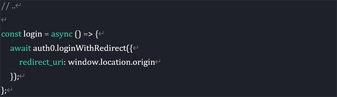 app.js file: Add login function to redirect login authentication to Auth0 when clicking the [Log in] button