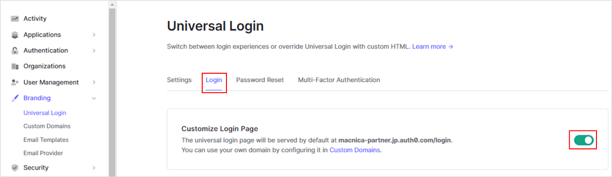 In the Login tab, enable Customize Login Page