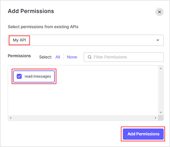 After setting each item, click [Add Permissions].