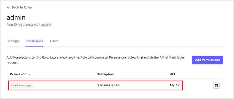 Confirm that “read:messages” has been added to Permissions