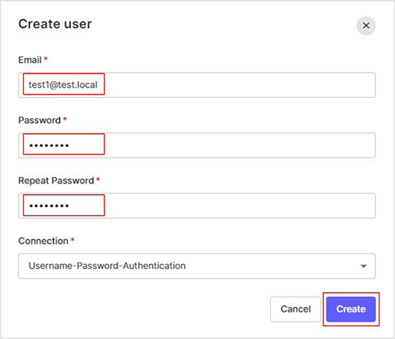 Create a user with any Email and Password