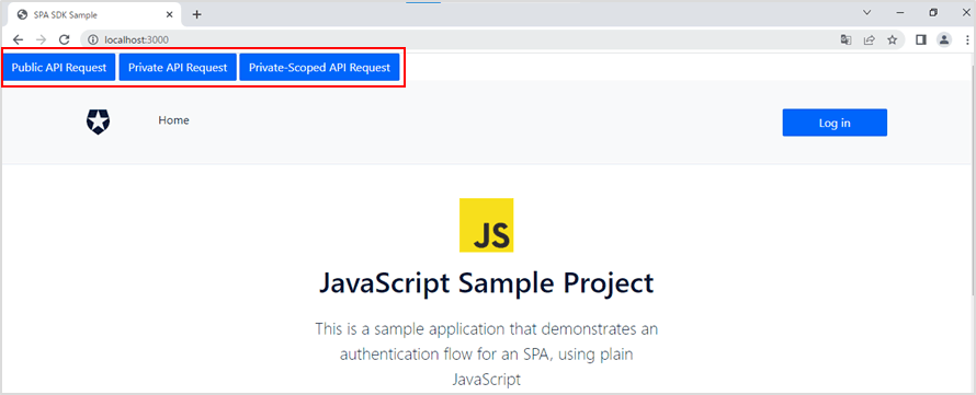 Access the sample app with a web browser and check the addition of a button that calls the Backend API.