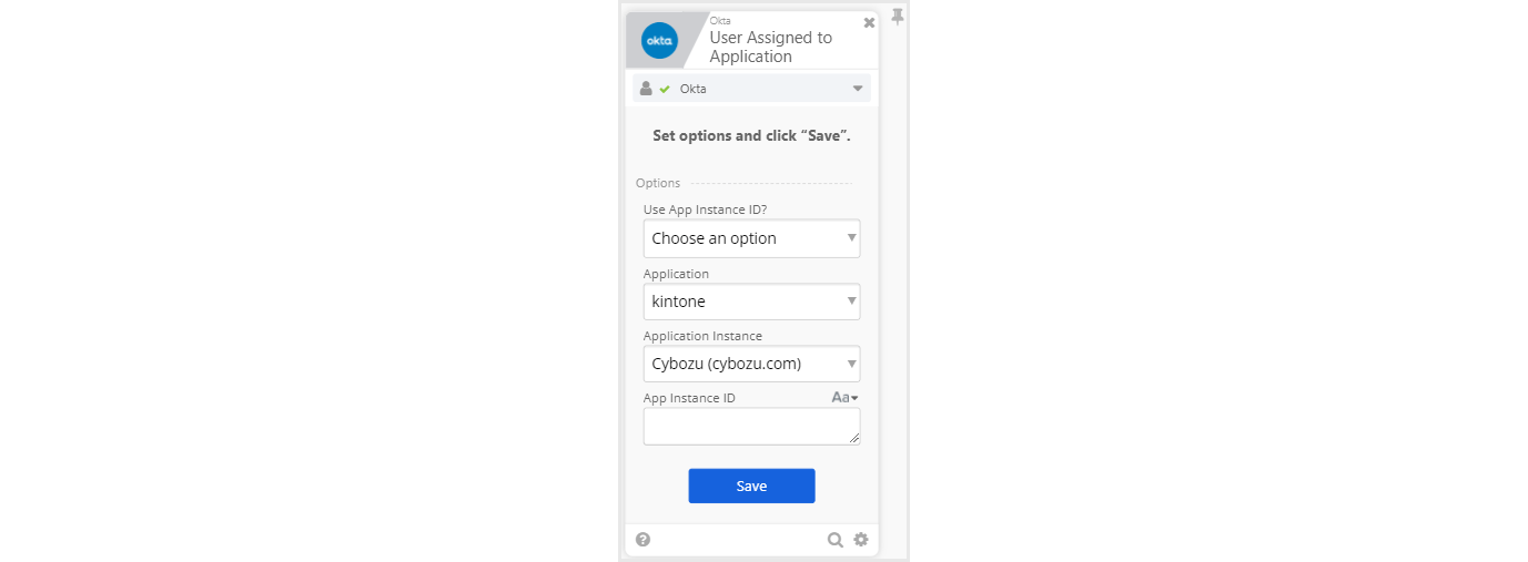 Select the app to work with and click Save