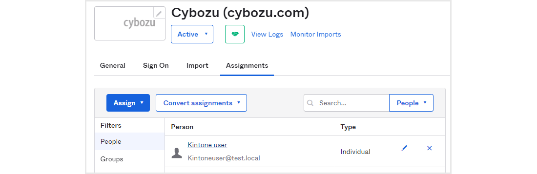 Actually assign users to the app from Assignments of Okta management screen