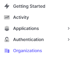 On the Auth0 admin screen, click Organizations