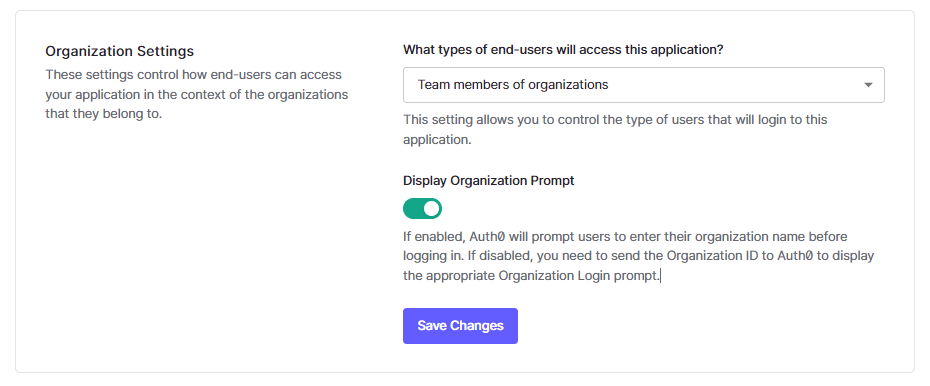 Go to the [Organization] tab and set the following items