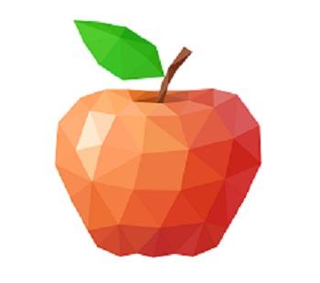An apple made up of triangular polygons