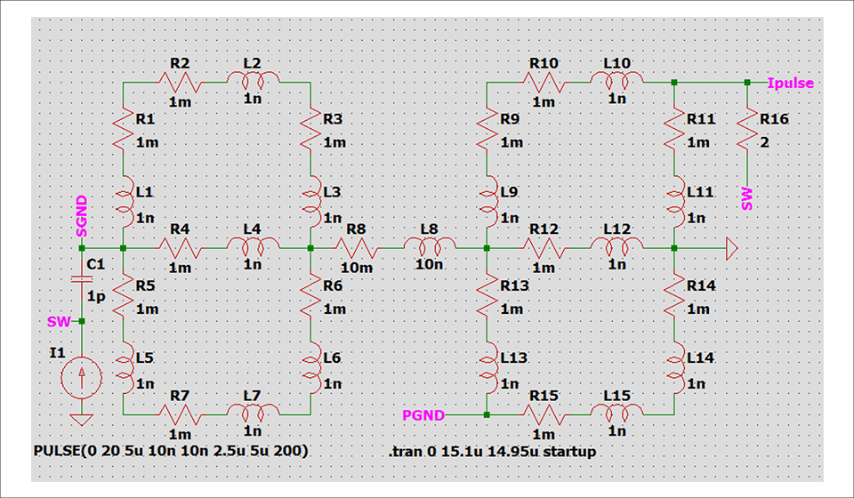 図2：メッシュ構成のパワーグランドとシグナルグランド回路図