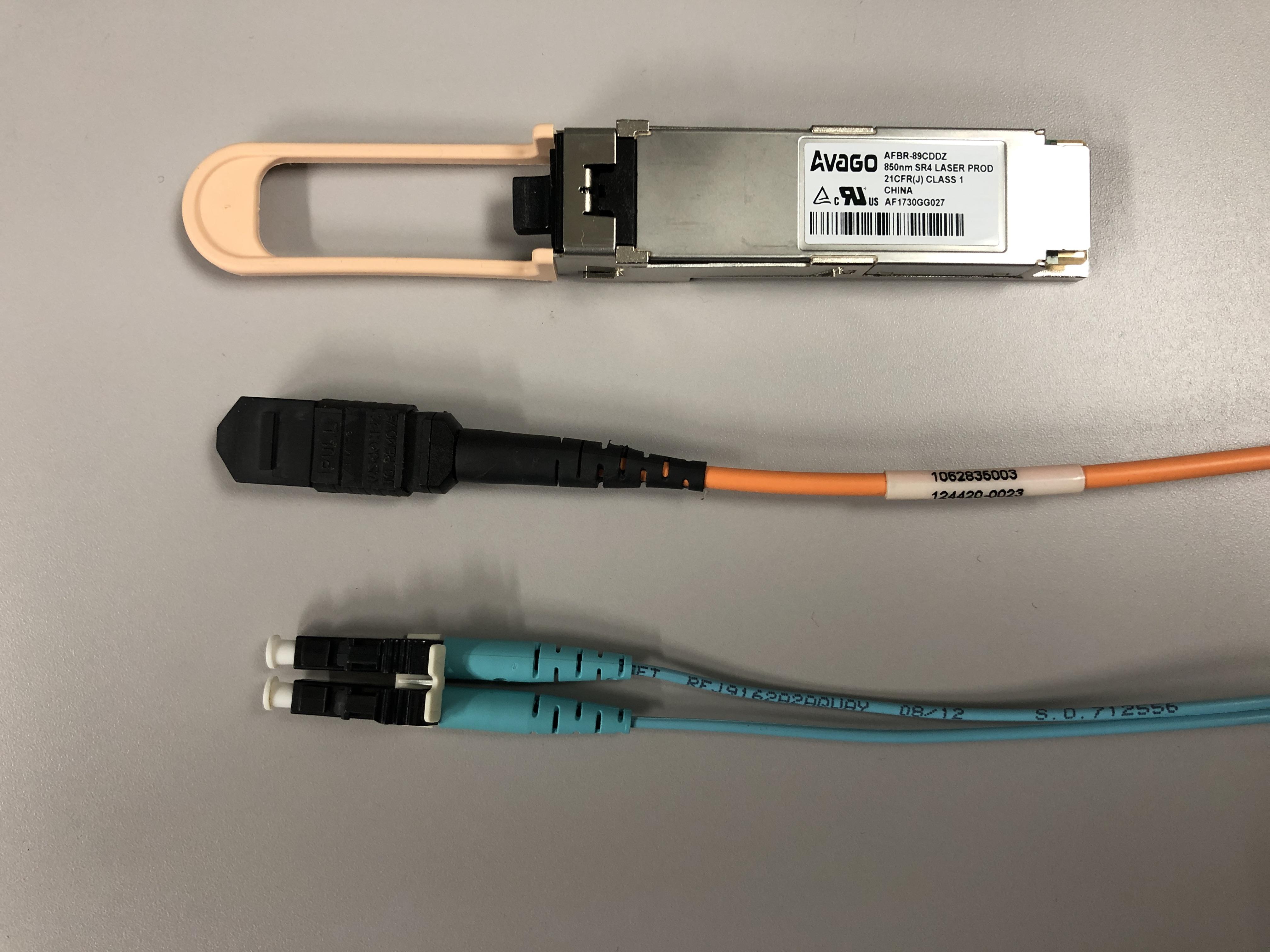 12-fiber with MPO connector and 1-fiber with LC connector