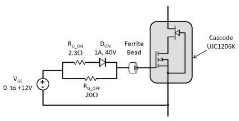 Adding a diode allows separate control of the on-time and off-time of the SiC cascode