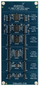 Evaluation board with Si8600AD, Si8605AD, Si8663BD, Si8663EC, Si8655BA, Si8621BC mounted