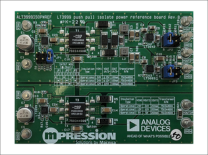 24V/±15V/±12V/±5V Output isolated DC/DC Board with LT3999