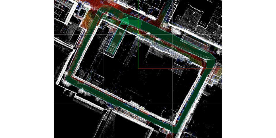 An HD map drawn on a 3D map