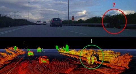 夜間のカメラ画像とliDARデータの比較