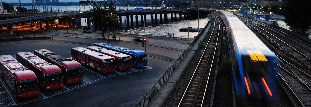 A autonomous driving bus is running