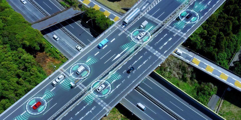 autonomous driving car on highway