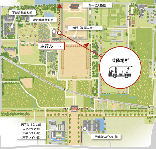 Map and status of Heijo Palace Historic Park