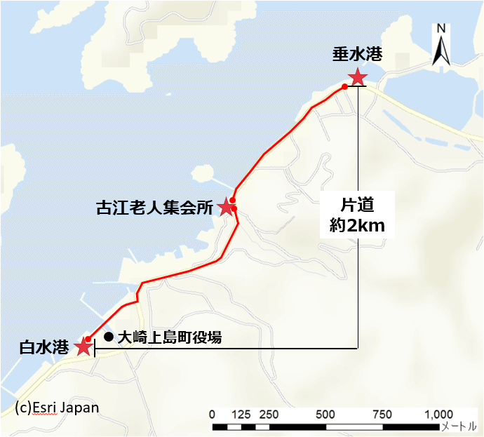 大崎上島町内の走行ルート