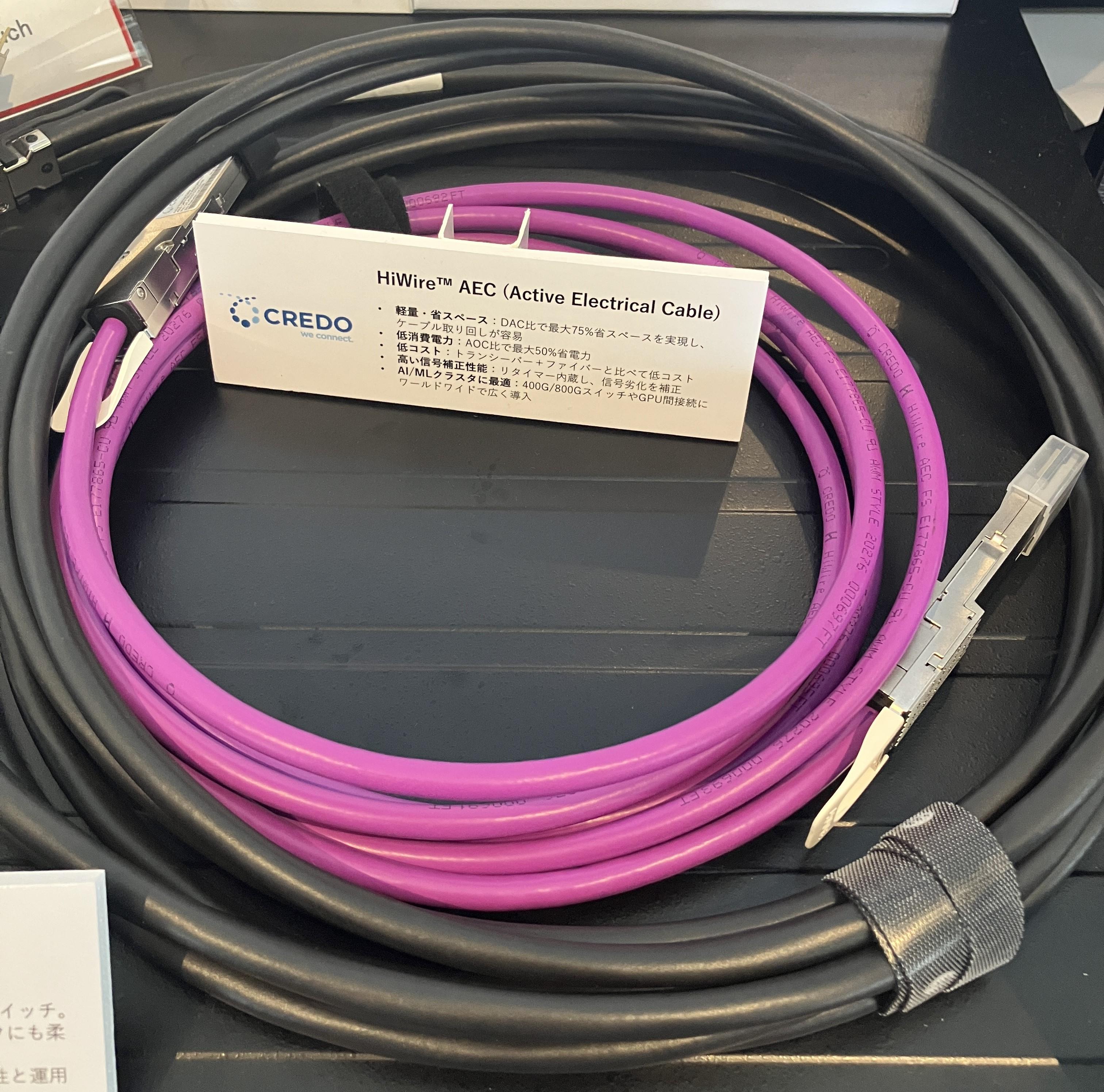 Credo社のAEC(Active Electrical Cable)の画像