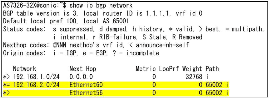 図6:BGP コマンド実行結果
