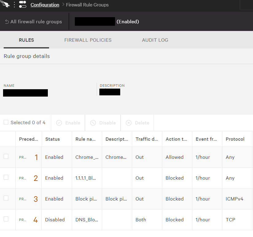 The firewall settings of the terminal cannot be managed collectively