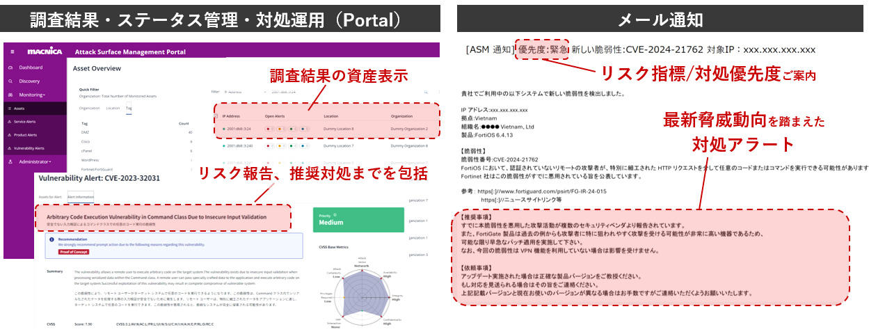 Output sample - Status management and immediate notification -