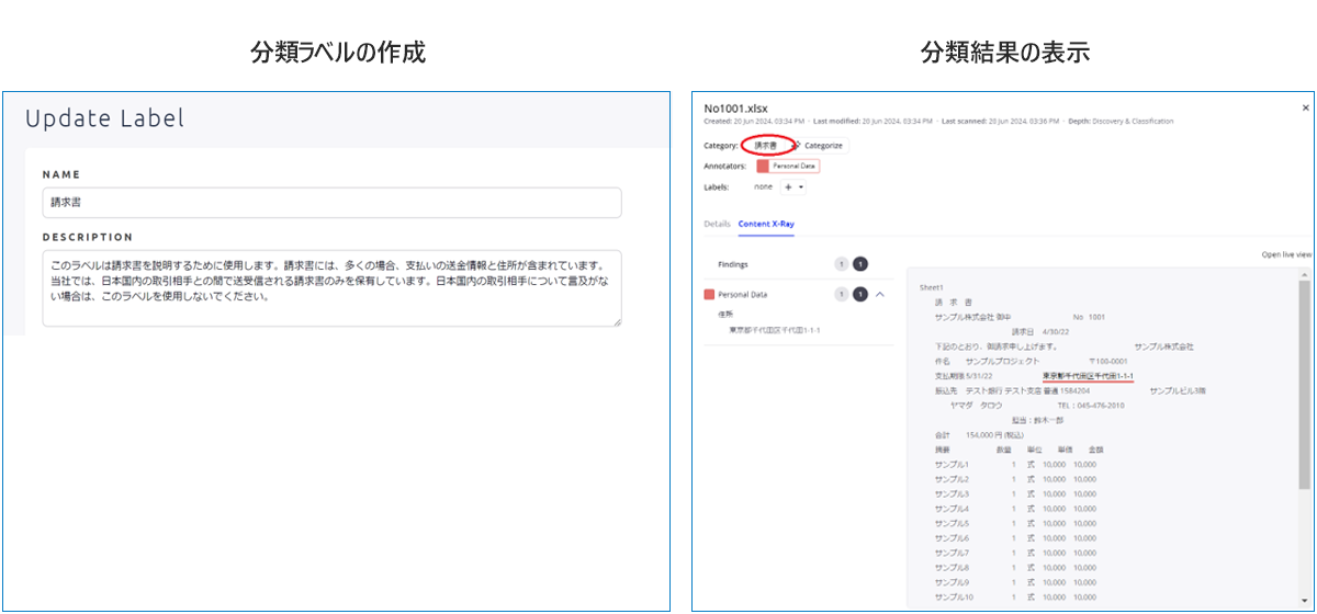 分類画像の作成と分類結果の表示を示す画像