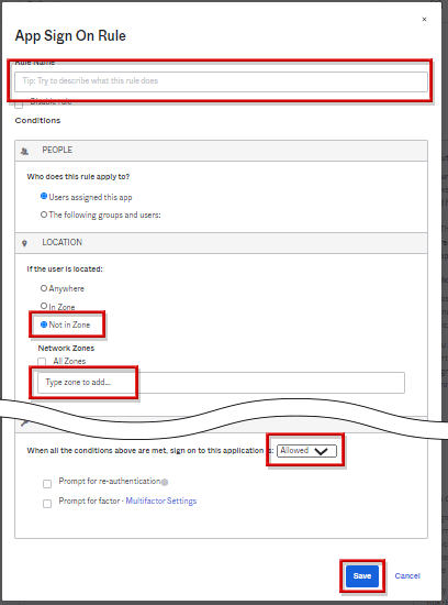 Specifying authentication policies on a per-application basis