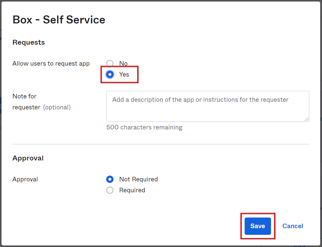 Application submission settings