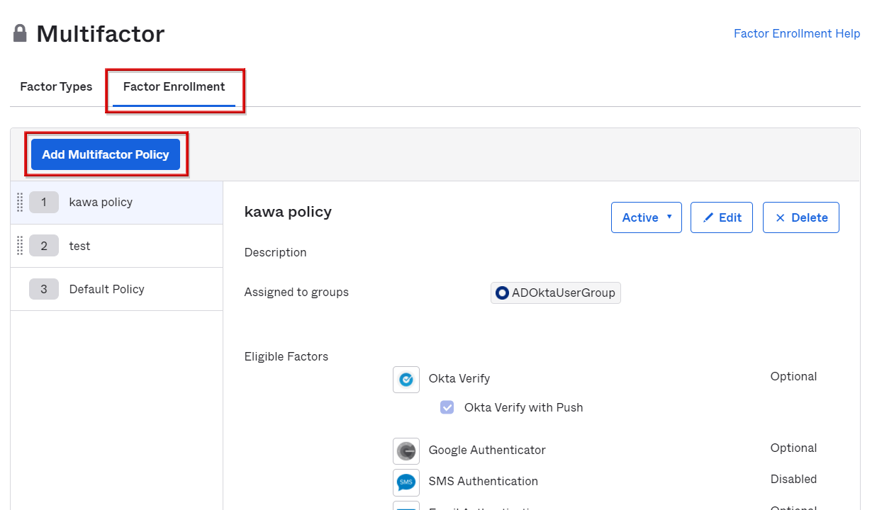 Factor Enrollmentの有効化