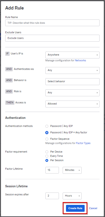 Sign On時のMFA利用設定