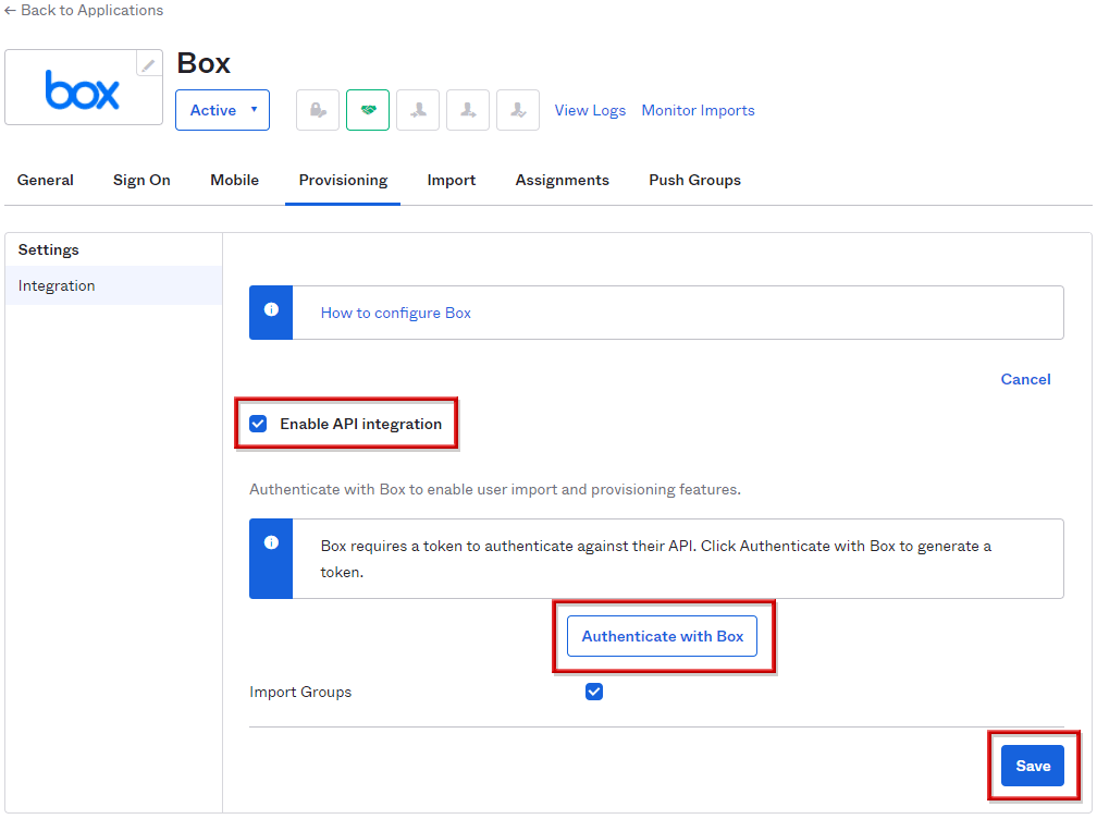 Provisioning settings