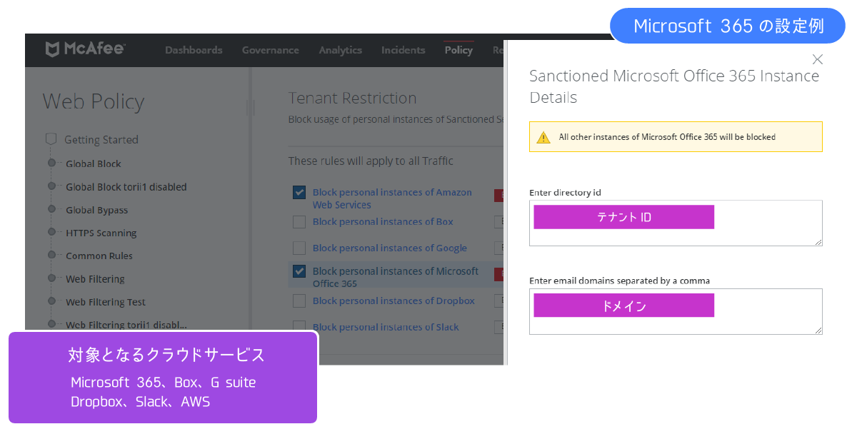 Cloud application tenant control function