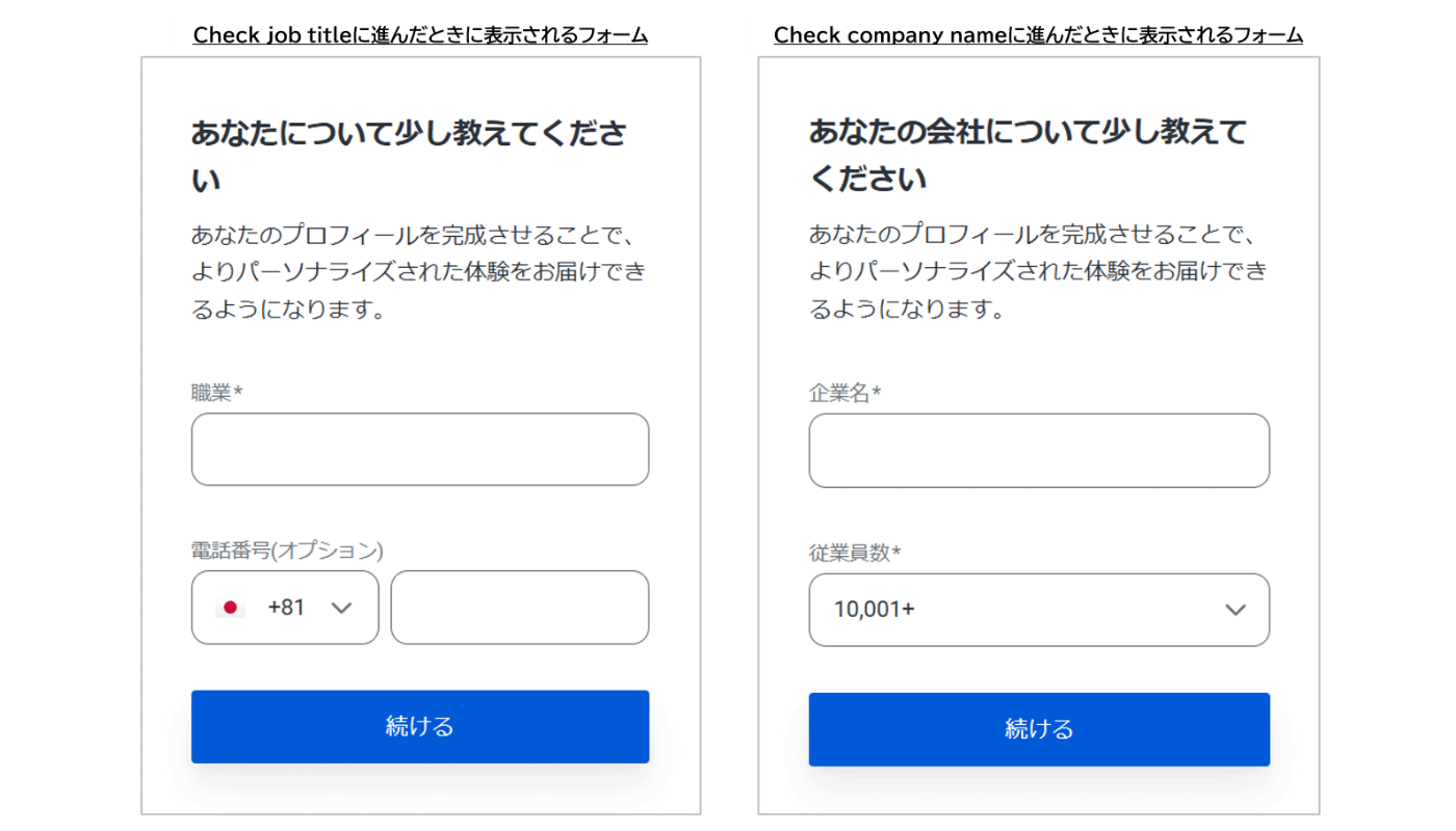 ユーザに表示されるフォーム