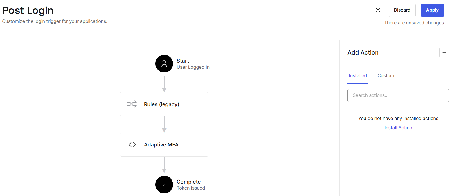 1.で作成したActionをドラッグ＆ドロップし、画面左側のフロー図に組み込む