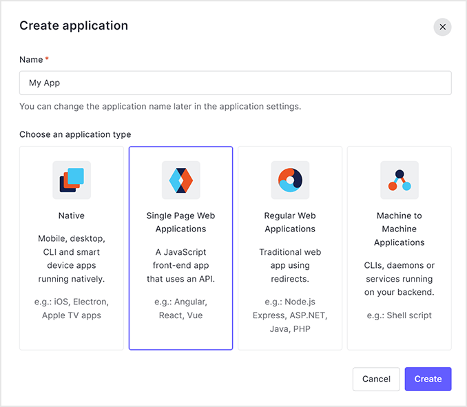 Single Page Applicationを選択