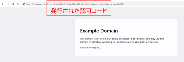 Transition to the redirect destination specified in 2.: Check the authorization code from the URL