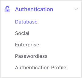 [ Authentication ] > [ Database ]をクリック