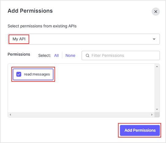 各項目を設定後、[Add Permissions]をクリック