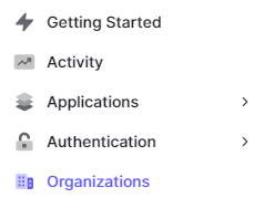 Auth0管理画面で、[Organizations]をクリック