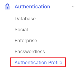 Auth0管理画面にて、[Authentication] > [Authentication Profile]をクリック