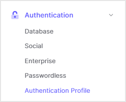 Auth0管理画面において、[Authentication] > [Authentication Profile]をクリック